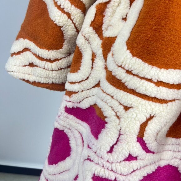 NWOT Farm Rio Wool Blend Hearts Fleece Oversized Coat Size M Multicolor - Picture 7 of 12